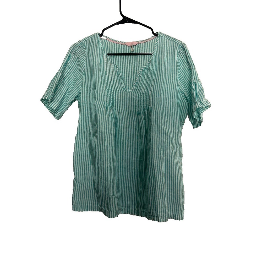 Joules Roxie 100% Linen Pencil Stripe Top Blouse Nautical Beach Vacation Coastal